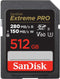 SanDisk Extreme Pro - SDXC UHS-II - 512GB 280MB/s Lezen 150MB/s Schrijven V60