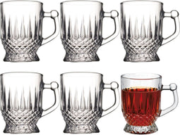 6-delige set transparante glazen met handvat