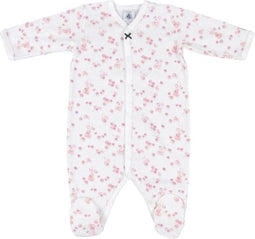 Petit Bateau Meisjes Boxpak - Babypyjama - Y-sluiting all-overprint - Wit ecume/Roze peony/Multi