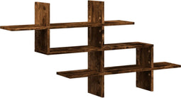 vidaXL - Wandschap - 124,5x18x60,5 - cm - bewerkt - hout - gerookt - eikenkleurig