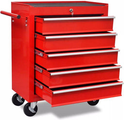 vidaXL - Gereedschapswagen - 5 - lades - rood