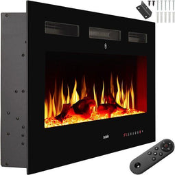 tectake® Luci - Wandhaard - Elektrische Haard 900W 1800W - 3D Vlammen - Afstandsbediening App - Thermostaat - Timer