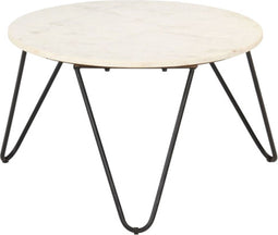 vidaXL - Salontafel - 65x65x42 - cm - echt - steen - met - marmeren - textuur - wit