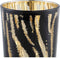 PTMD Maudy Windlicht Zebra LED - H18 x Ø15 cm - Glas - Zwart/goud
