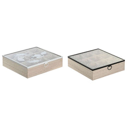 Box for Infusions DKD Home Decor Blauw Wit Zwart Natuurlijk Metaal Kristal Hout MDF 24 x 24 x 6,5...