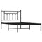 Bedframe met hoofdbord metaal zwart 100x200 cm