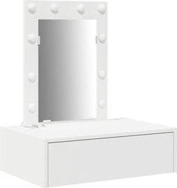 vidaXL - Wandkaptafel - met - LED-verlichting - - - Wit