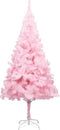 vidaXL - Kunstkerstboom - met - verlichting - en - kerstballen - 240 - cm - PVC - roze