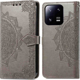 iMoshion Hoesje Geschikt voor Xiaomi 13 Pro Hoesje Met Pasjeshouder - iMoshion Mandala Bookcase - Grijs