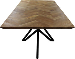 HSM Collection Eettafel Rechthoekig Visgraat 220cm Naturel/Zwart Eiken/Metaal
