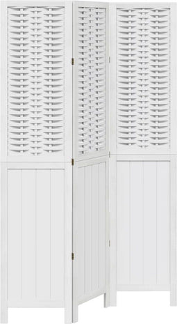 vidaXL - Kamerscherm - met - 3 - panelen - massief - paulowniahout - wit