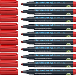 Schneider permanent marker - Maxx 133 - beitelpunt - rood - 10 stuks - S-113302-10
