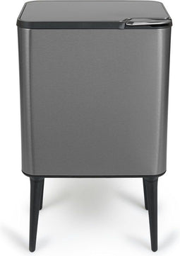 Umuzi Cleaning Push bin - Prullenbak 36L - Dubbele compartimenten - Metaal Grijs