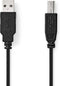 Nedis USB 2.0 Kabel - USB-A Male - USB-B Male - 0.50 m - Zwart