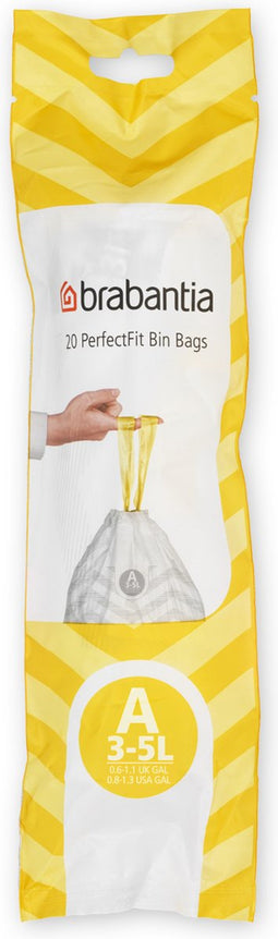 Brabantia PerfectFit Afvalzak met trekbandsluiting - 3-5 l - Code A - 20 stuks