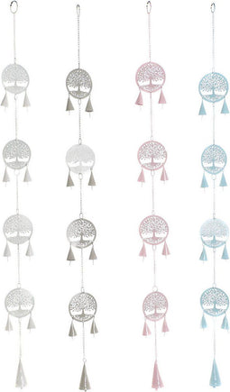Ophangdecoratie DKD Home Decor Boomstructuur Wit Beige Grijs Roze 7 x 3 x 96 cm (4 Stuks)