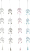 Ophangdecoratie DKD Home Decor Boomstructuur Wit Beige Grijs Roze 7 x 3 x 96 cm (4 Stuks)