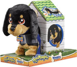 Animagic Waggles - Interactieve Knuffel Hond - Wandelt en blaft - Zwart