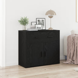 vidaXL - Dressoir - Zwart - Eiken - 80x33x70 - cm - Bewerkt - Hout