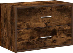 vidaXL - Kast - met - 2 - lades - 60x31x40 - cm - bewerkt - hout - gerookt - eikenkleurig