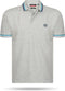 Pierre Cardin - Striped Collar Polo - Heren Polo SS - 100% Katoen - Grijs - Maat XL