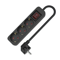 TM Electron 3680 W - 3-voudige Stekkerdoos met Schakelaar - Zwart (1,5 m)