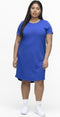 ONLY CARMAKOMA CARKAYLEE - Dames Jurk - Katoen met korte mouwen - Strong Blue - M-46/48