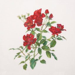 Thea Gouverneur - Borduurpakket met telpatroon - 411 - Voorgesorteerde DMC Garens - Fervid Roos - Linnen - 44 cm x 44 cm - DIY Kit