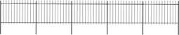 vidaXL - Tuinhek - met - speren - bovenkant - 8,5x1,2 - m - staal - zwart
