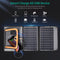 Uitvouwbare draagbaar zonnepanneel - 4 panelen waterbestendige en lichtgewicht solar charger - 22 W. - 2 USB Type-A outputs - 5 V. apparaten opladen - Met 2 zwarte karabijnhaken