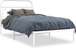 vidaXL - Bedframe - met - hoofdbord - metaal - wit - 100x200 - cm