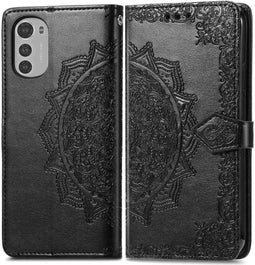 iMoshion Hoesje Geschikt voor Motorola Moto E32s / Moto E32 Hoesje Met Pasjeshouder - iMoshion Mandala Bookcase - Zwart