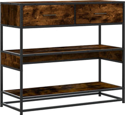 vidaXL - Wandtafel - 90x35x80 - cm - bewerkt - hout - gerookt - eikenkleurig