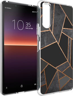 iMoshion Hoesje Geschikt voor Sony Xperia 10 II Hoesje Siliconen - iMoshion Design hoesje - Zwart / Meerkleurig / Goud / Black Graphic
