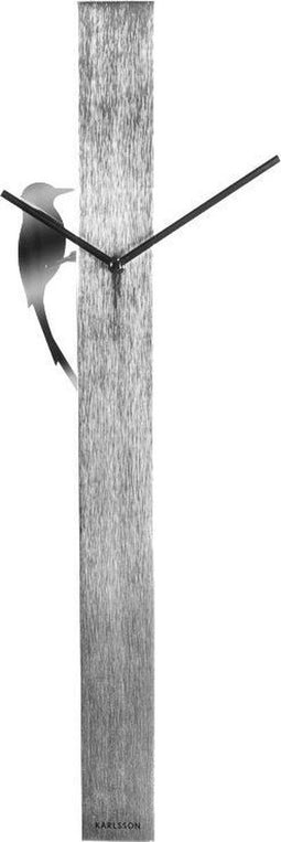 Karlsson Woodpecker Tube - Klok - Metaal - 6x65 cm - Grijs