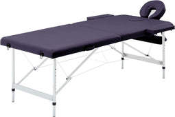 vidaXL - Massagetafel - inklapbaar - 2 - zones - aluminum - paars