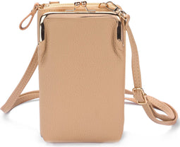 Telefoontasje Dames Crossbody - iMoshion Vegan Lederen Telefoontasje Crossbody - Universeel Schoudertasje telefoon - Beige