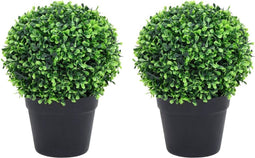 vidaXL - Kunstplanten - met - pot - 2 - st - buxus - bolvorming - 27 - cm - groen