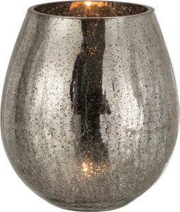 J-Line windlicht Eivorm Craquele - glas - grijs - medium