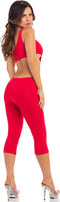 Pink Lipstick - Asymmetrische croptop catsuit rood - S/M