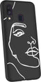 iMoshion Hoesje Geschikt voor Samsung Galaxy A40 Hoesje Siliconen - iMoshion Design hoesje - Wit / Zwart / Line Art Woman White