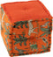 J-Line Poef Kubus Exotisch Dieren/Planten Katoen Oranje