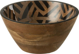 J-Line Ster Mango kom - hout - zwart/naturel - medium