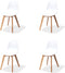 Keeve Stapelbare stoel wit , berkenhouten frame en kunststof zitting - SET VAN 4