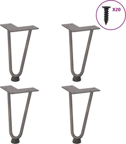 vidaXL - Haarspeld - tafelpoten - 4 - st - 20 - cm - massief - staal - naturel