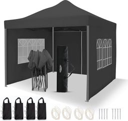 NIVADA Easy Up Partytent XL - 3x3m - Waterdicht met 4 Afneembare Zijwanden - Zwart