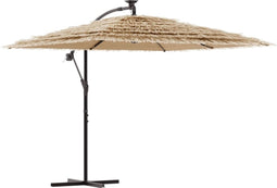 vidaXL - Parasol - met - LED's - en - stalen - paal - 246x246x230 - cm - bruin