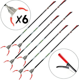 Synx Tools Afvalgrijper 6stuks - met lange steel - 110cm - afvalgrijper voor zwerfvuil - afval grijper