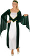 dressforfun - Vrouwenkostuum kasteelprinses M - lange jurk van fluweel en chiffon - groen/wit