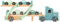 Small Foot - Houten Vrachtwagen Transporter Chicago - 9dlg met sportwagens - Groen blauw naturel hout